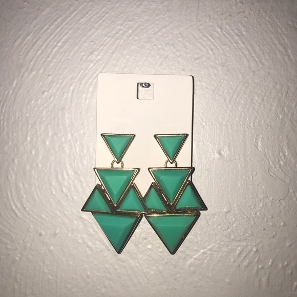 Agua/turquoise Art Deco earrings - Picture 2 of 2